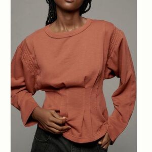 Anthropologie pleated sweatshirt top sz XL